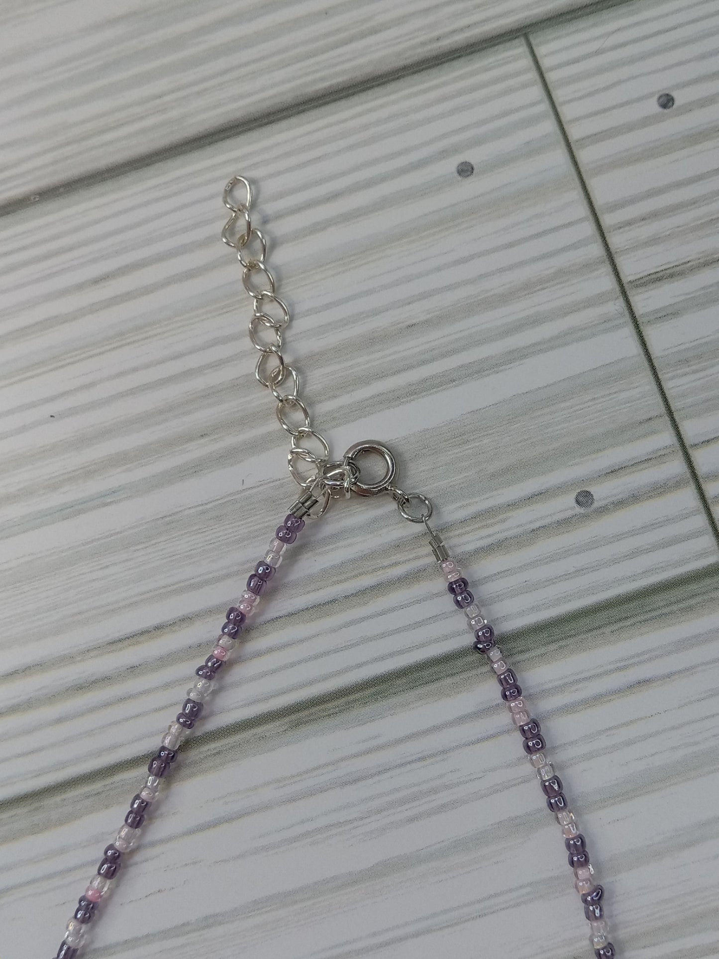 Beaded Choker Necklace - Pink and Purple