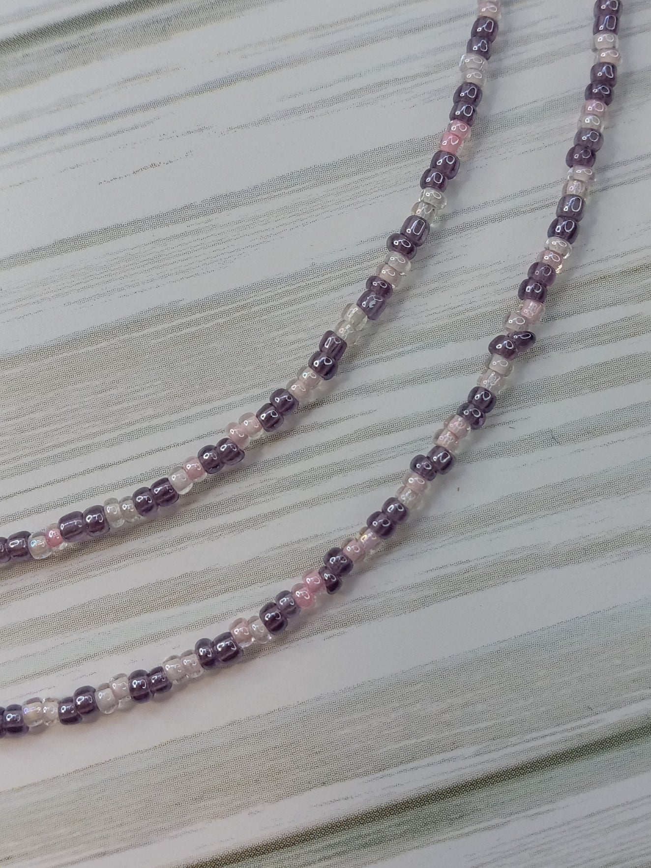 Beaded Choker Necklace - Pink and Purple