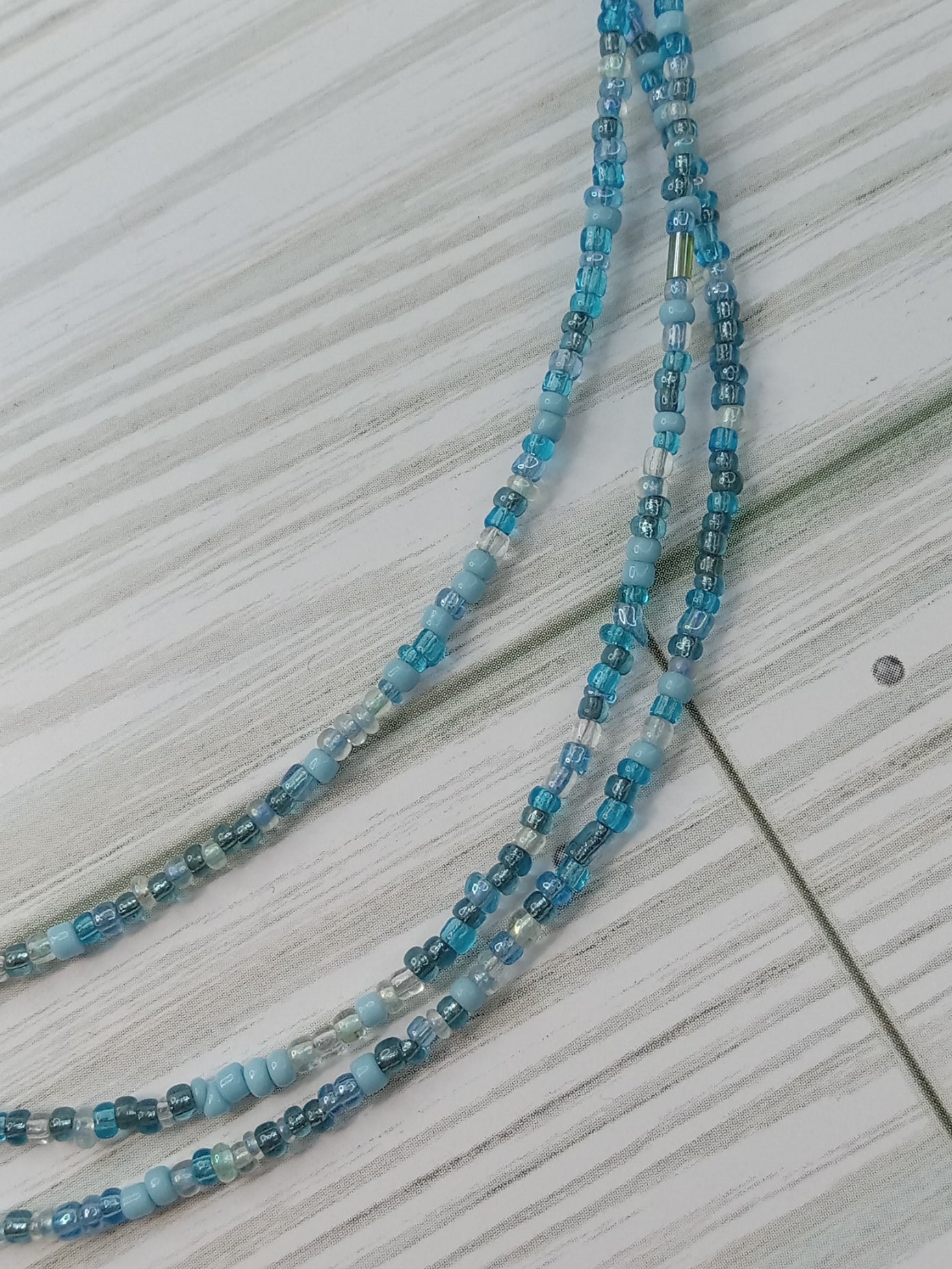 Beaded Choker Necklace - Beach Blues