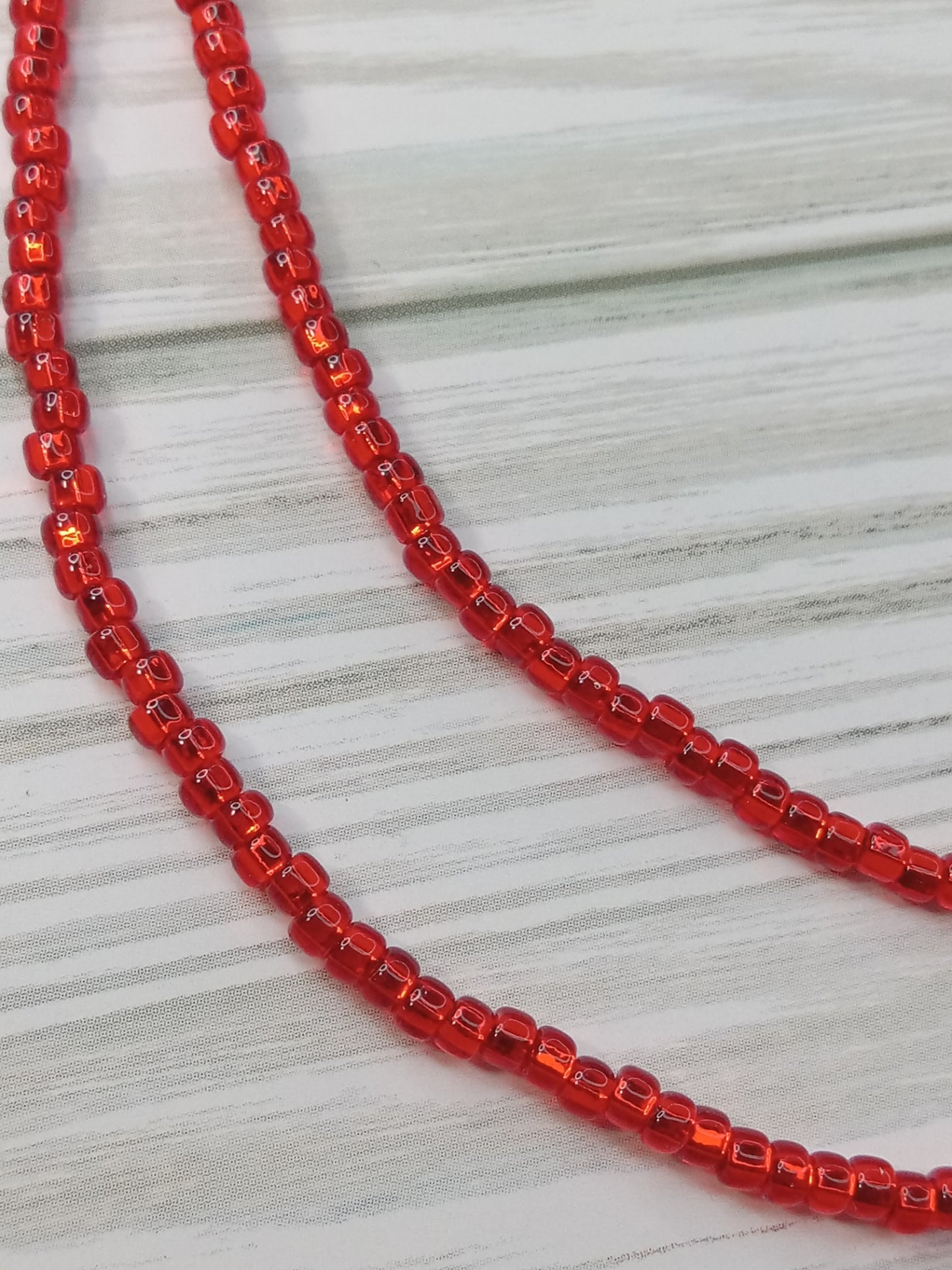 Beaded Choker Necklace - Shiny Red