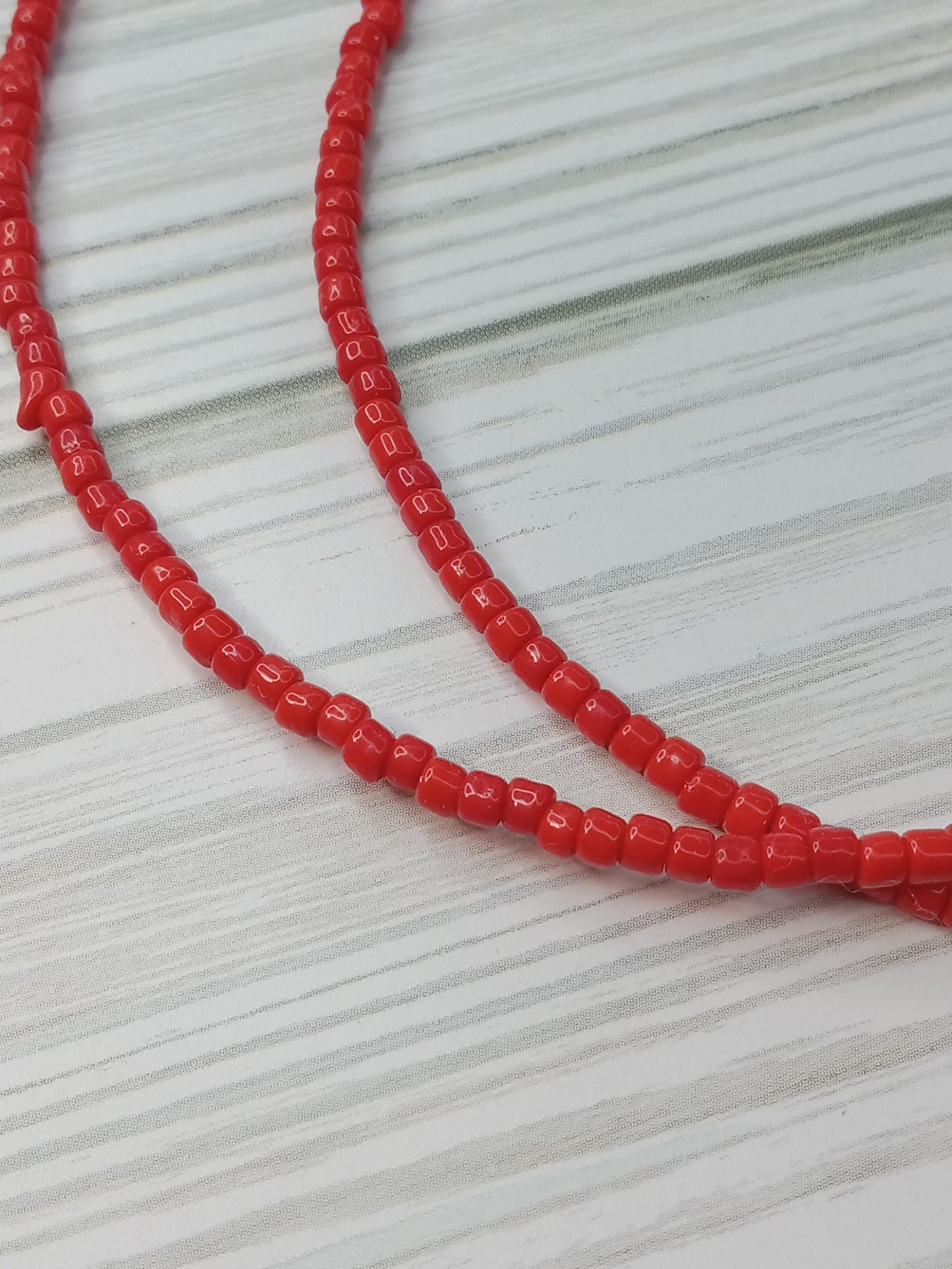 Beaded Choker Necklace - Red