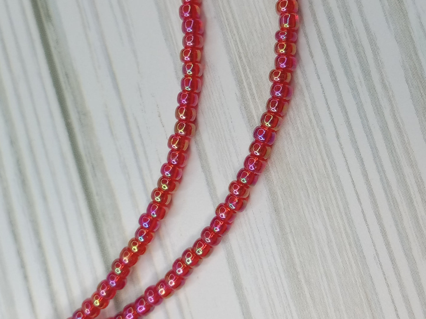 Beaded Choker Necklace - AB Red Beads