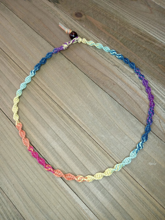 Spiral Hemp Necklace - Rainbow