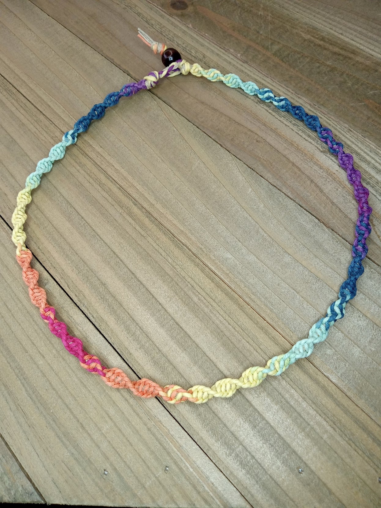 Spiral Hemp Necklace - Rainbow