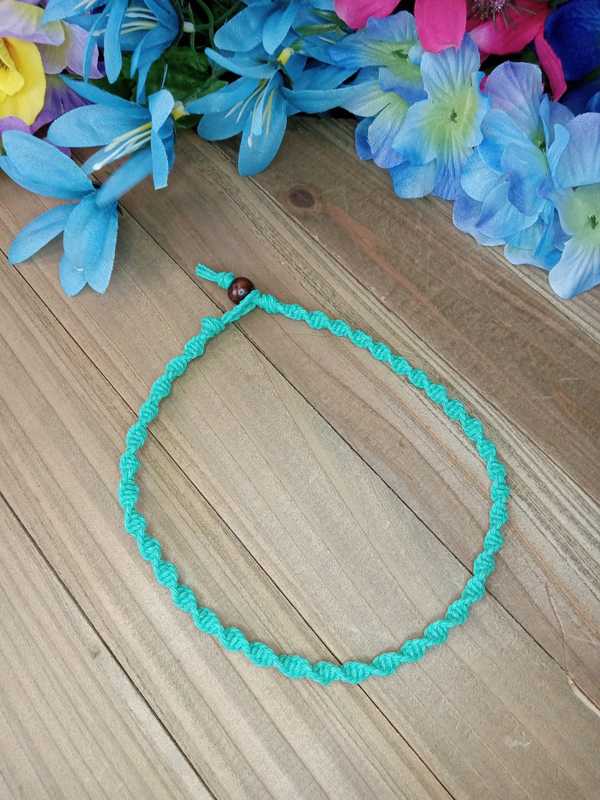 Spiral Hemp Necklace - Teal