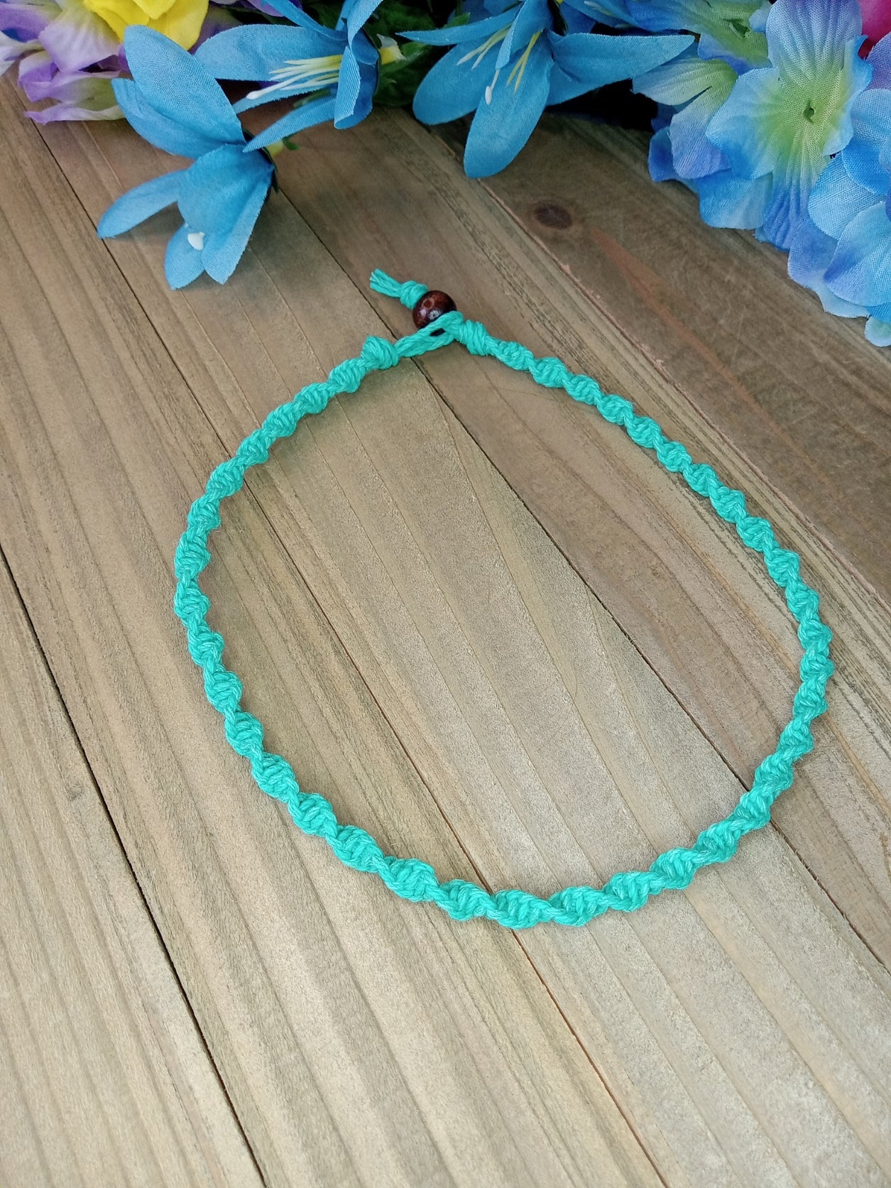 Spiral Hemp Necklace - Teal