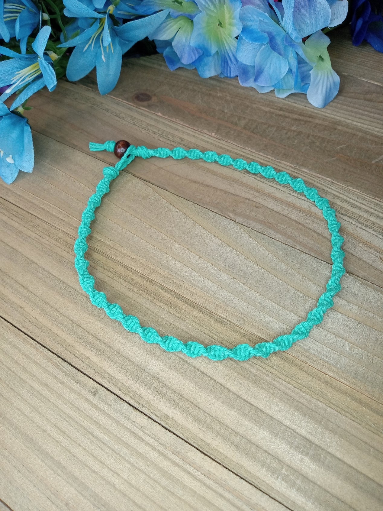 Spiral Hemp Necklace - Teal