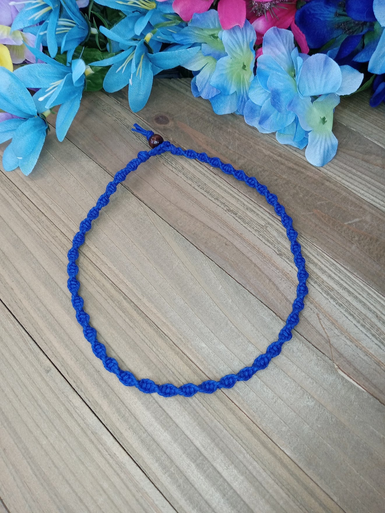 Spiral Hemp Necklace - Blue