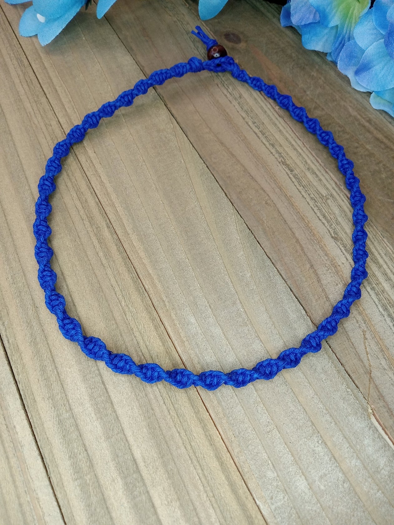 Spiral Hemp Necklace - Blue