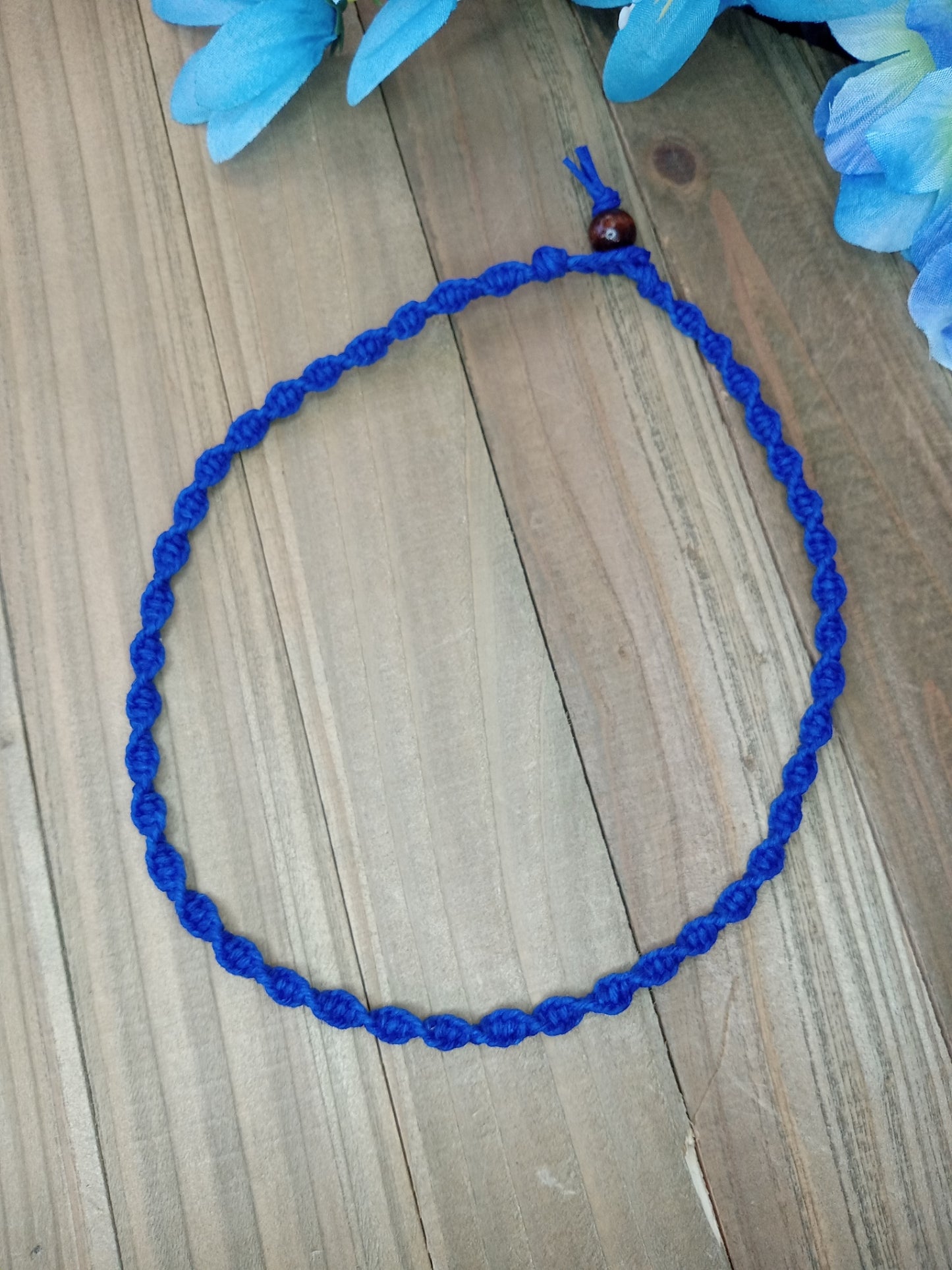 Spiral Hemp Necklace - Blue