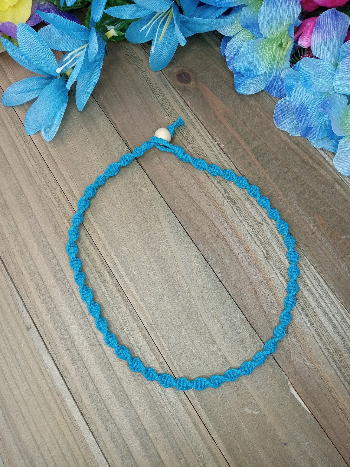 Spiral Hemp Necklace - Turquoise