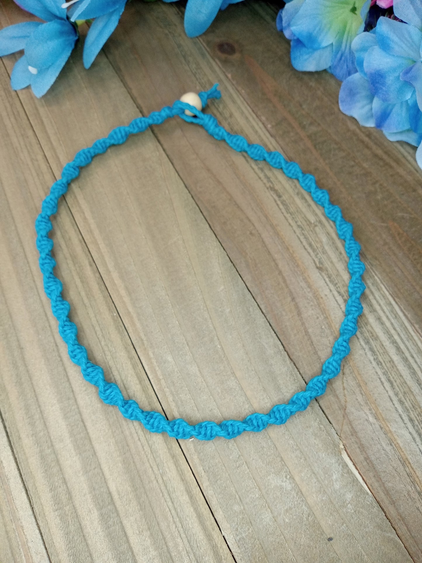 Spiral Hemp Necklace - Turquoise