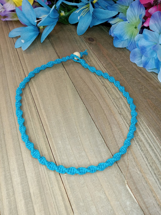 Spiral Hemp Necklace - Turquoise