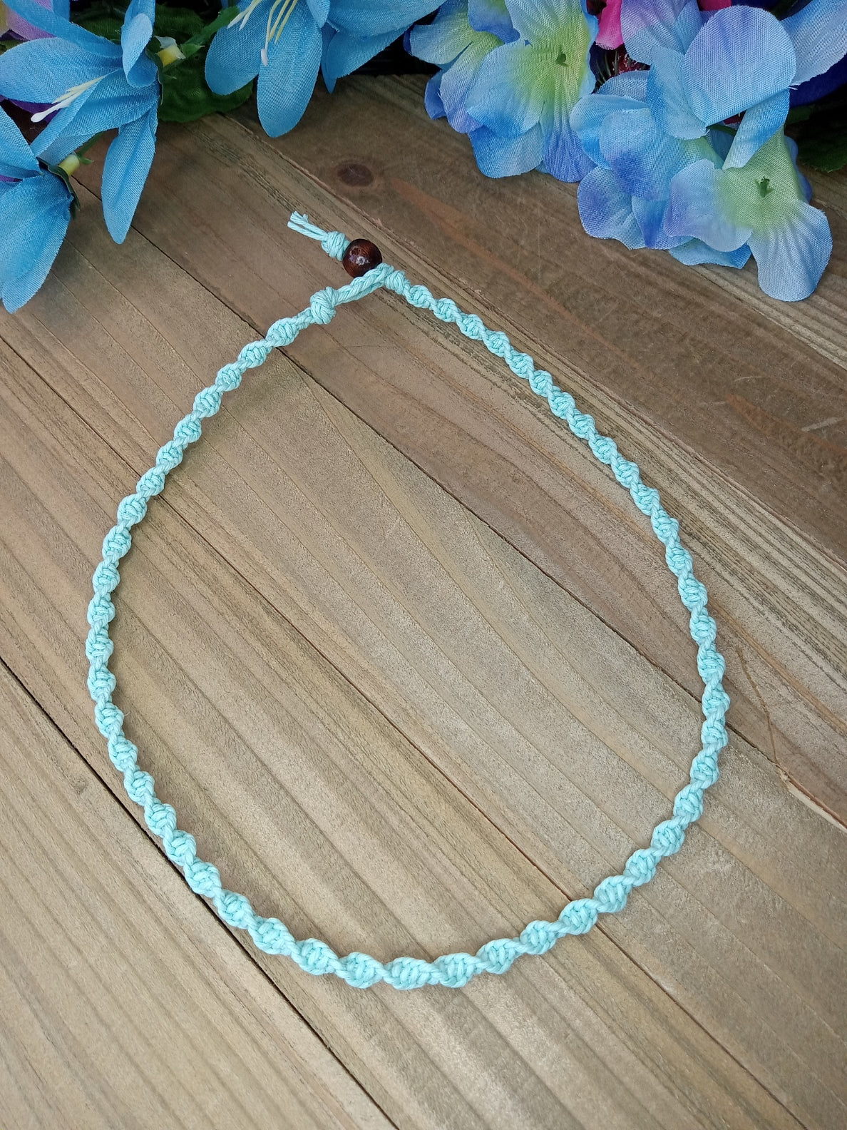 Spiral Hemp Necklace - Light Blue