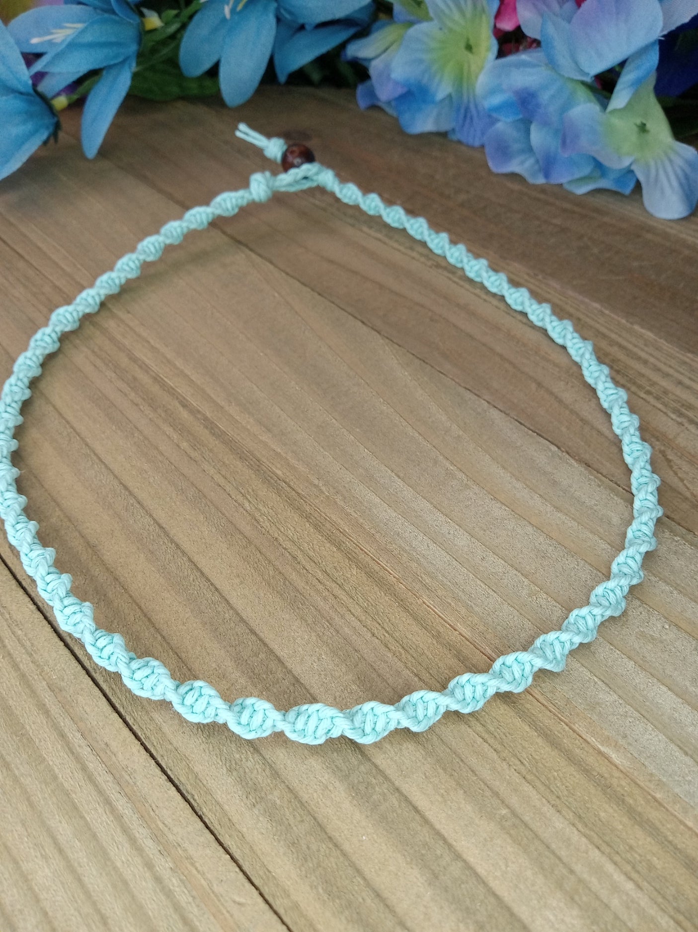 Spiral Hemp Necklace - Light Blue