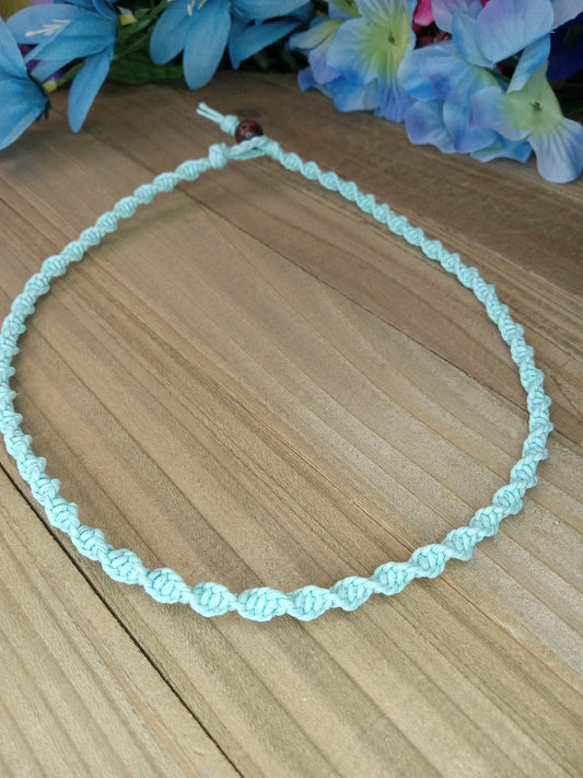 Spiral Hemp Necklace - Light Blue