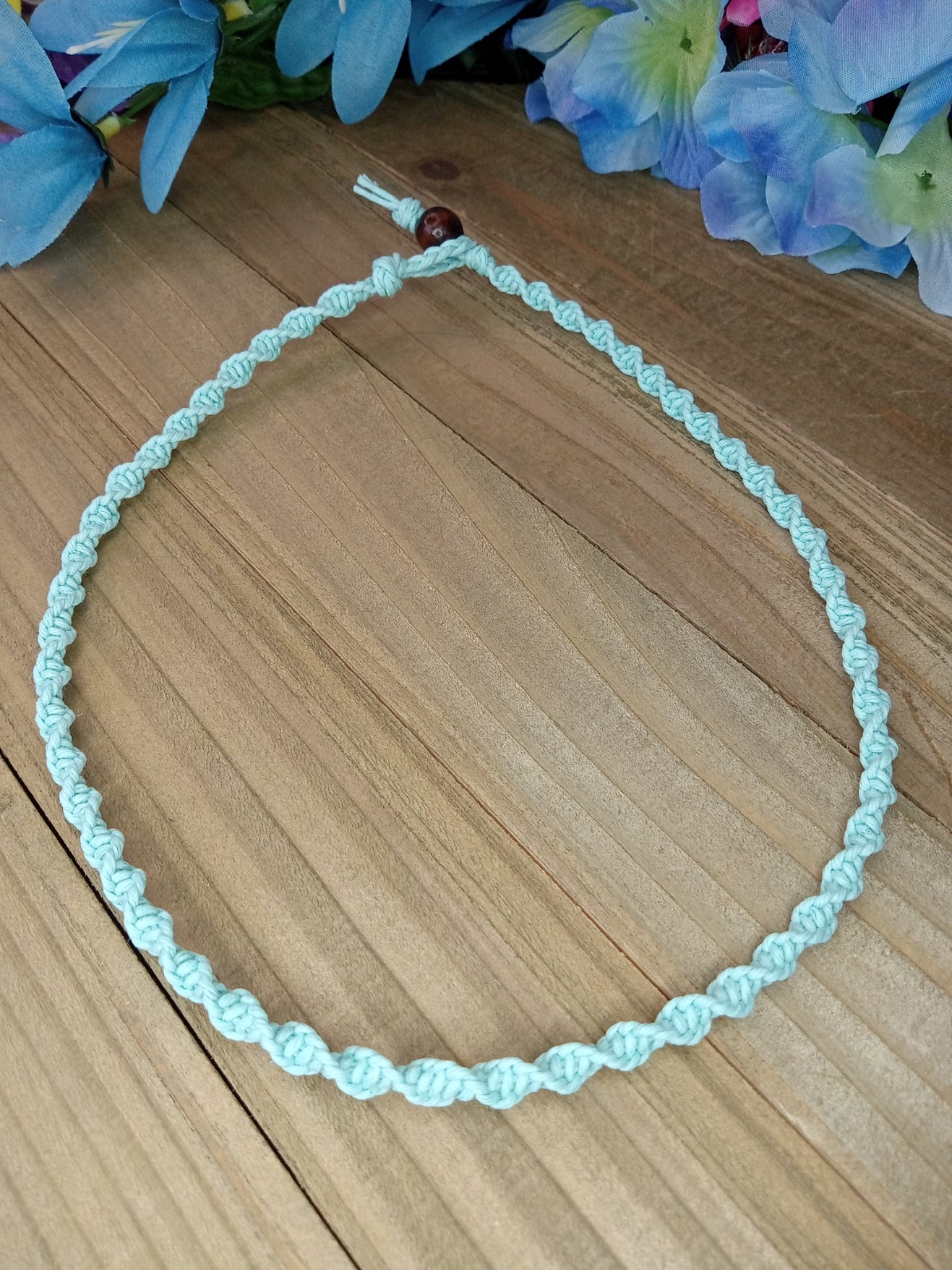 Spiral Hemp Necklace - Light Blue