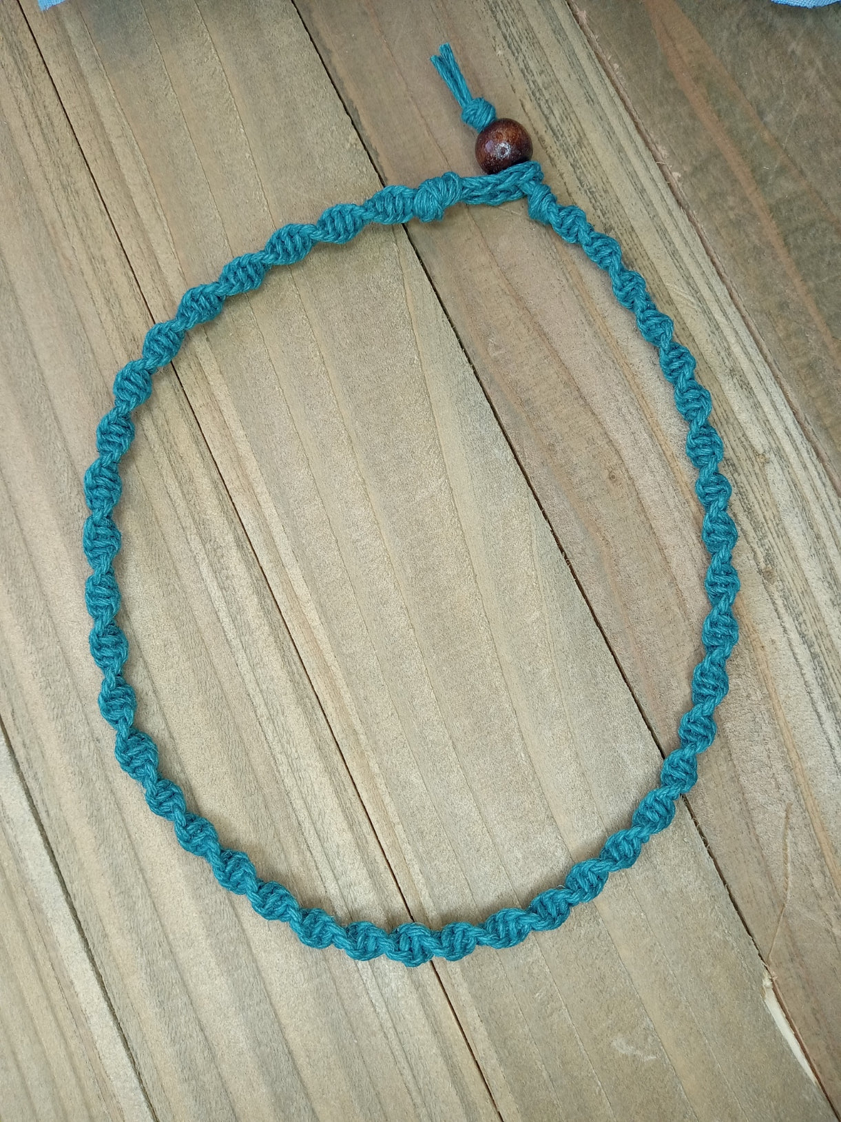 Spiral Hemp Necklace - Aqua Blue