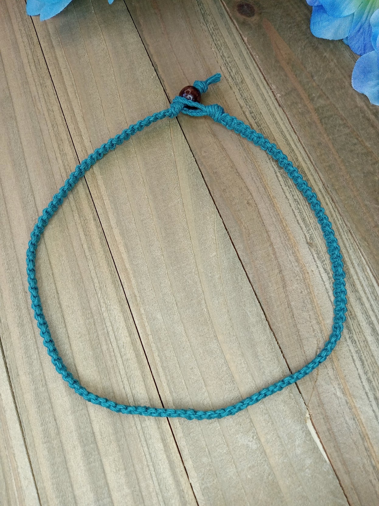 Classic Hemp Necklace - Aqua Blue