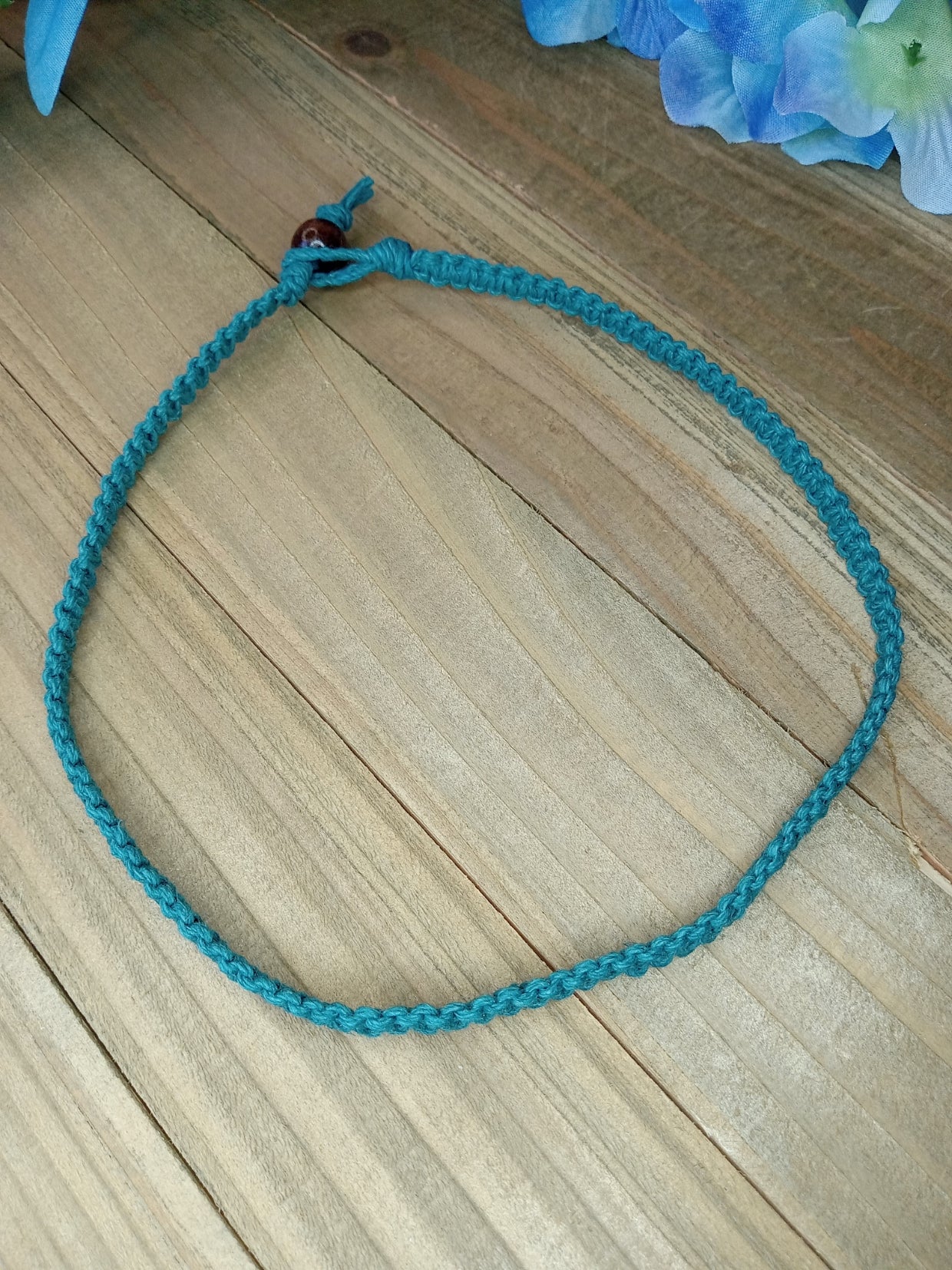 Classic Hemp Necklace - Aqua Blue