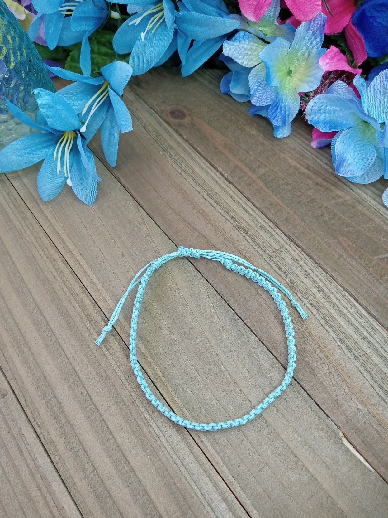 Classic Hemp Anklet - Surfer Style - Light Blue