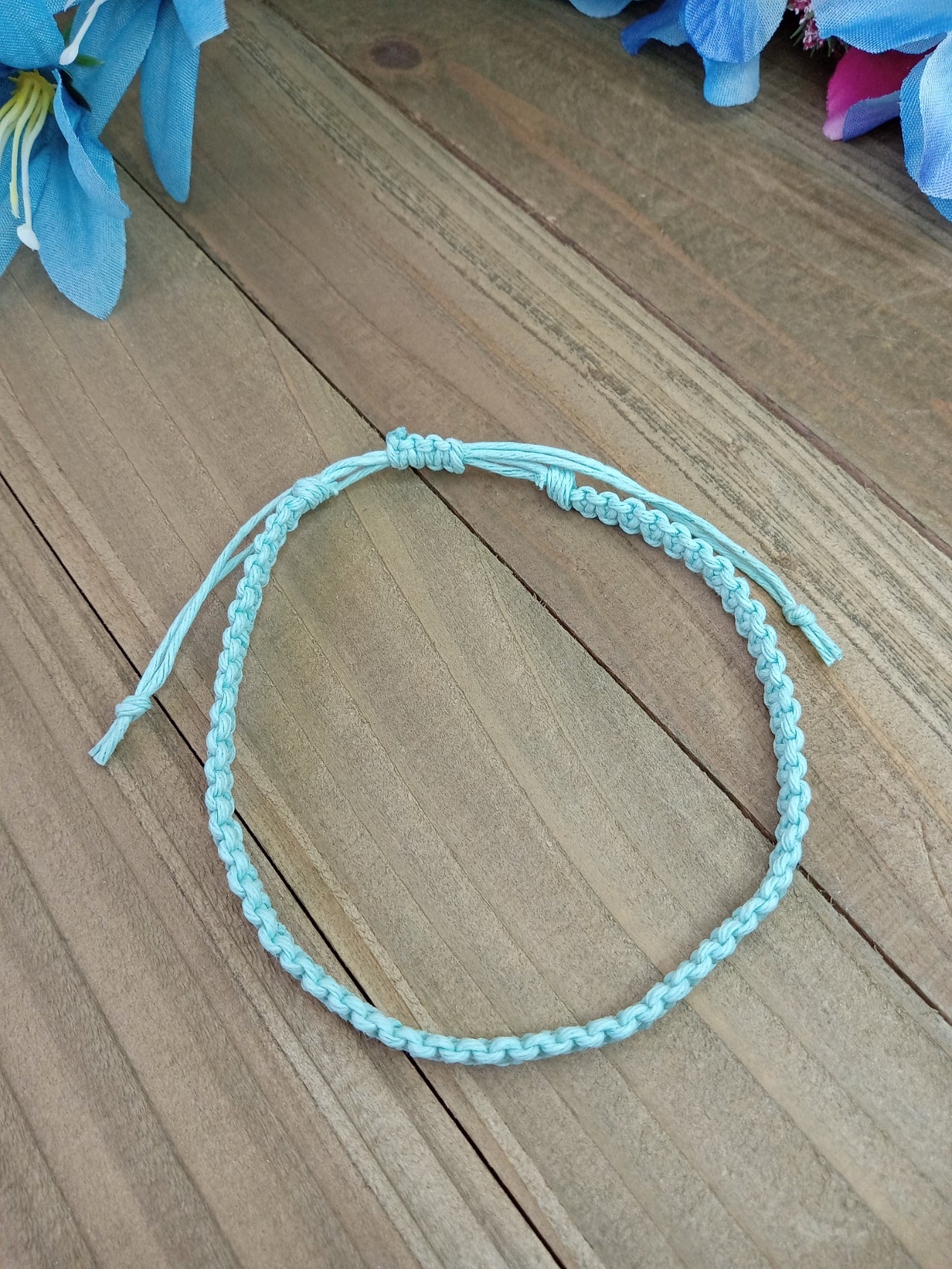 Classic Hemp Anklet - Surfer Style - Light Blue