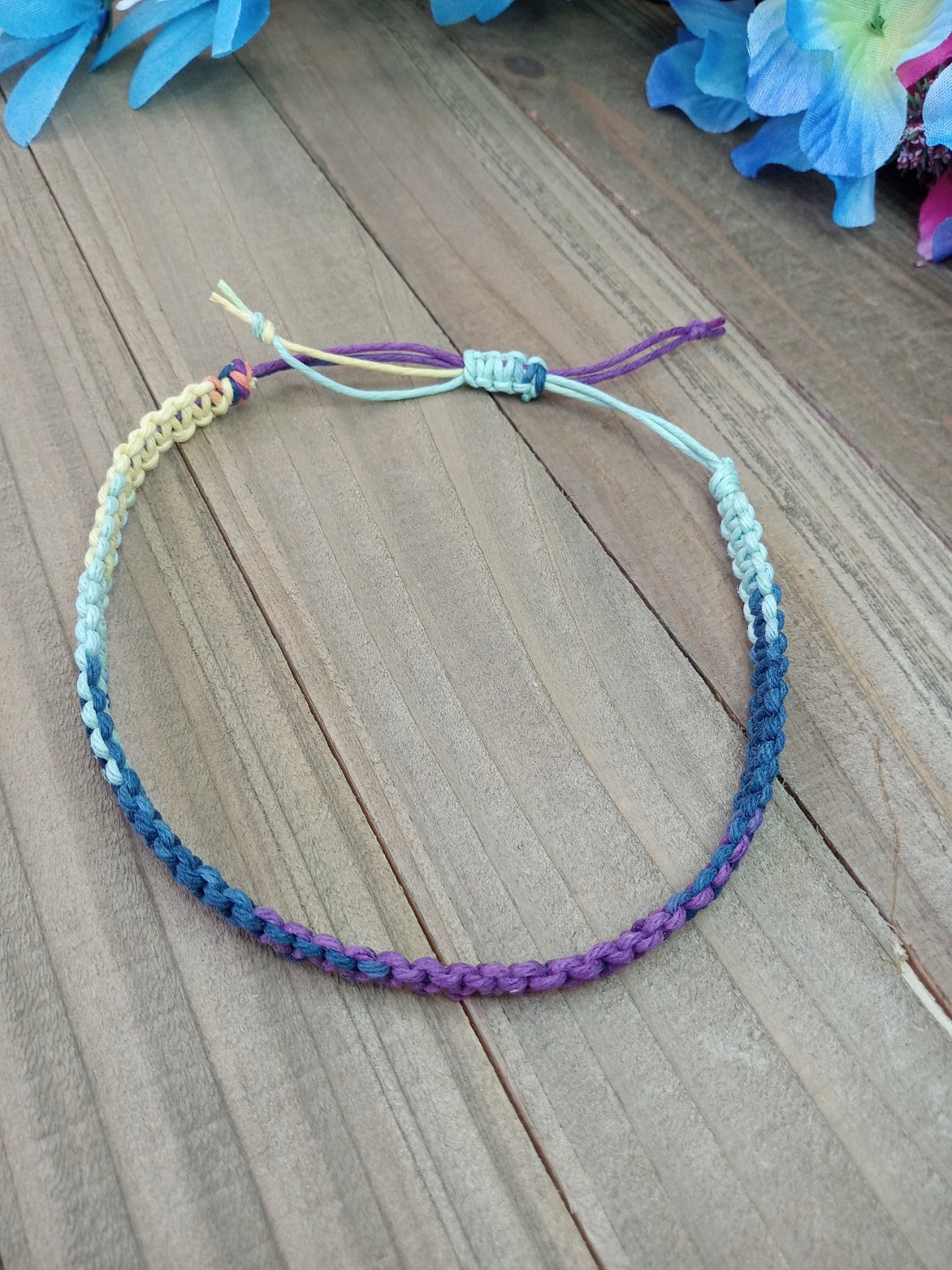 Classic Hemp Anklet - Surfer Style - Rainbow