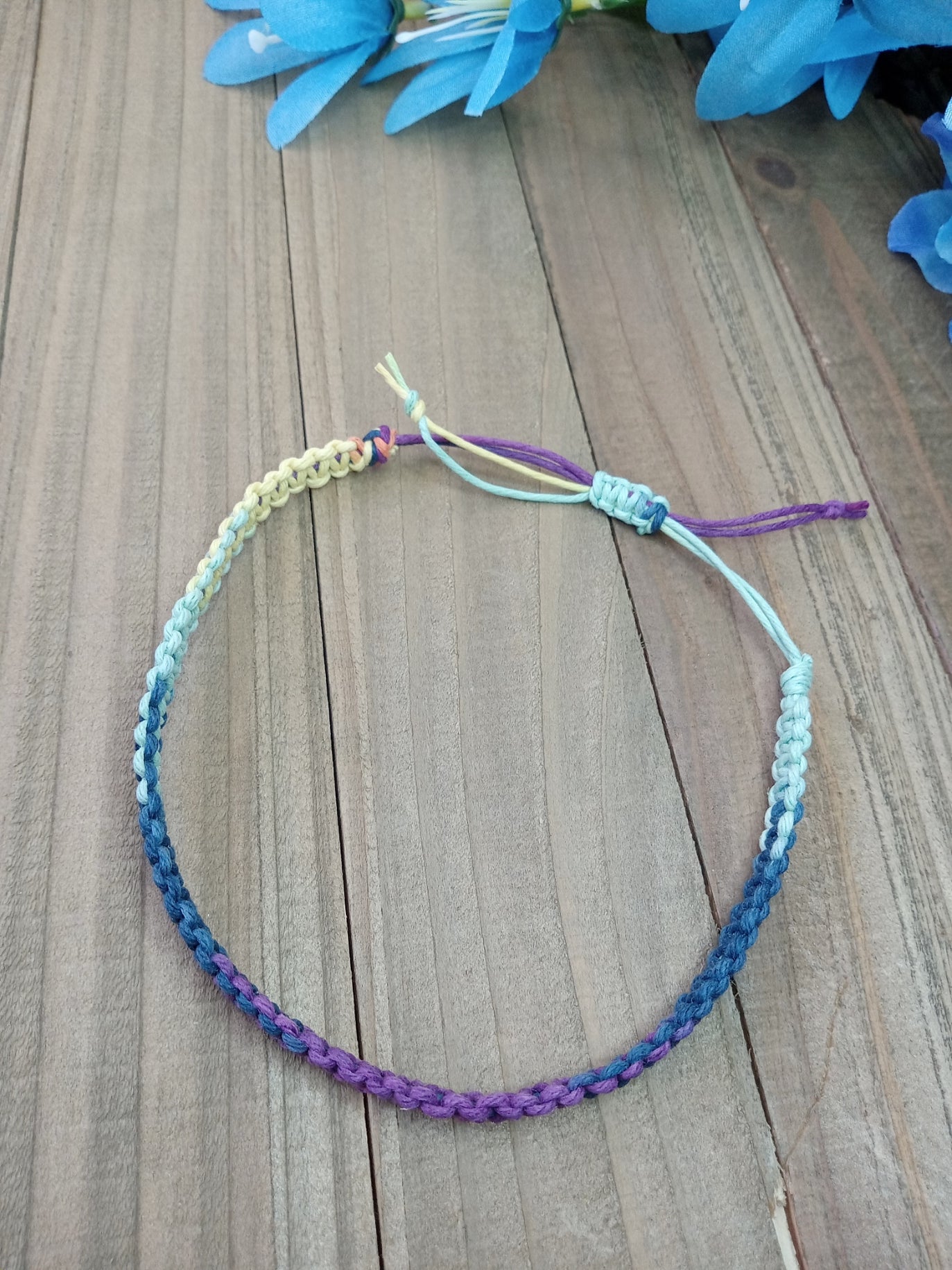 Classic Hemp Anklet - Surfer Style - Rainbow