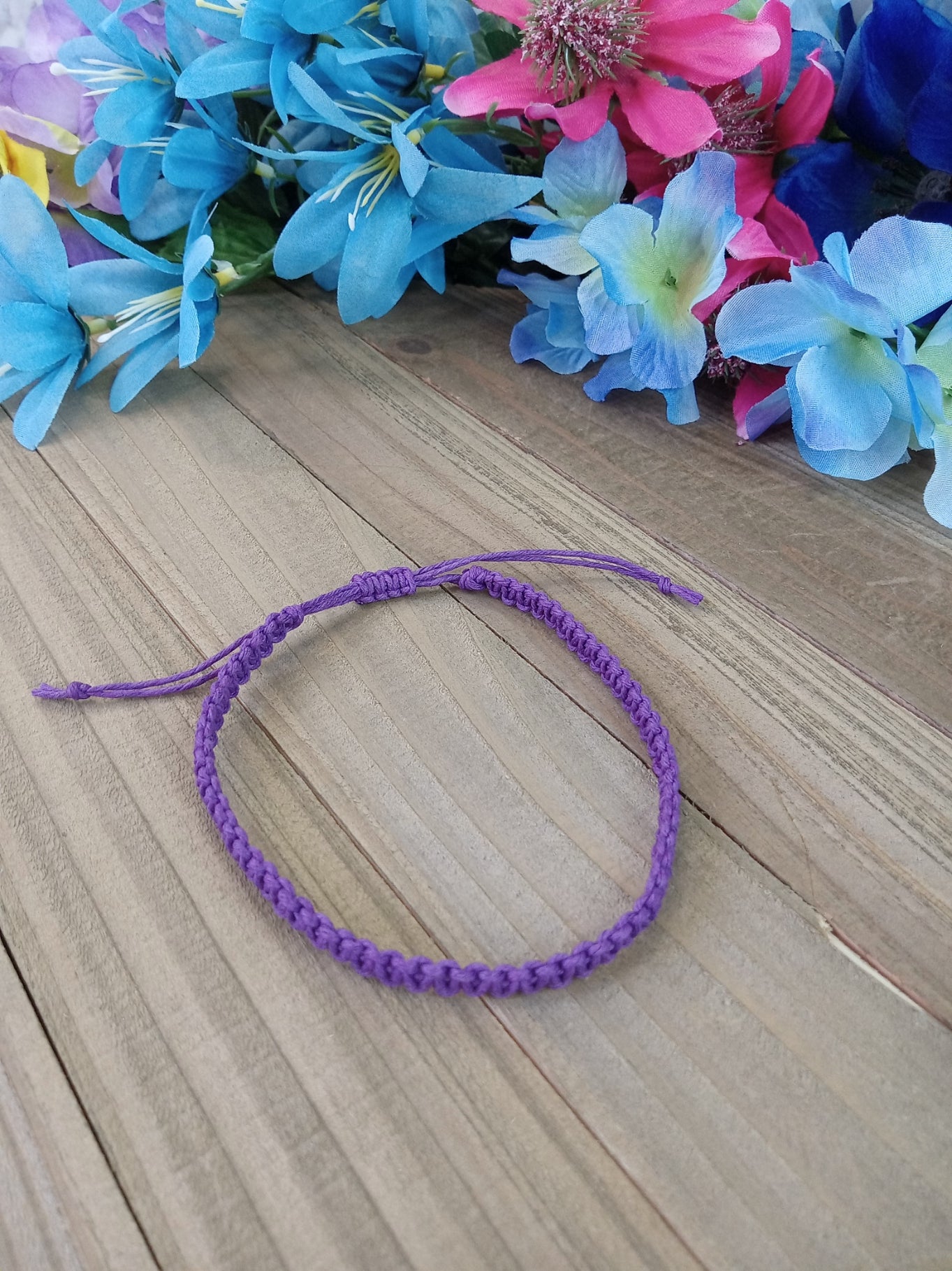 Classic Hemp Anklet - Surfer Style - Purple