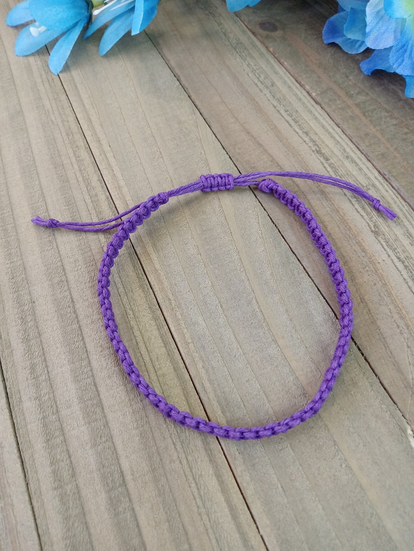 Classic Hemp Anklet - Surfer Style - Purple