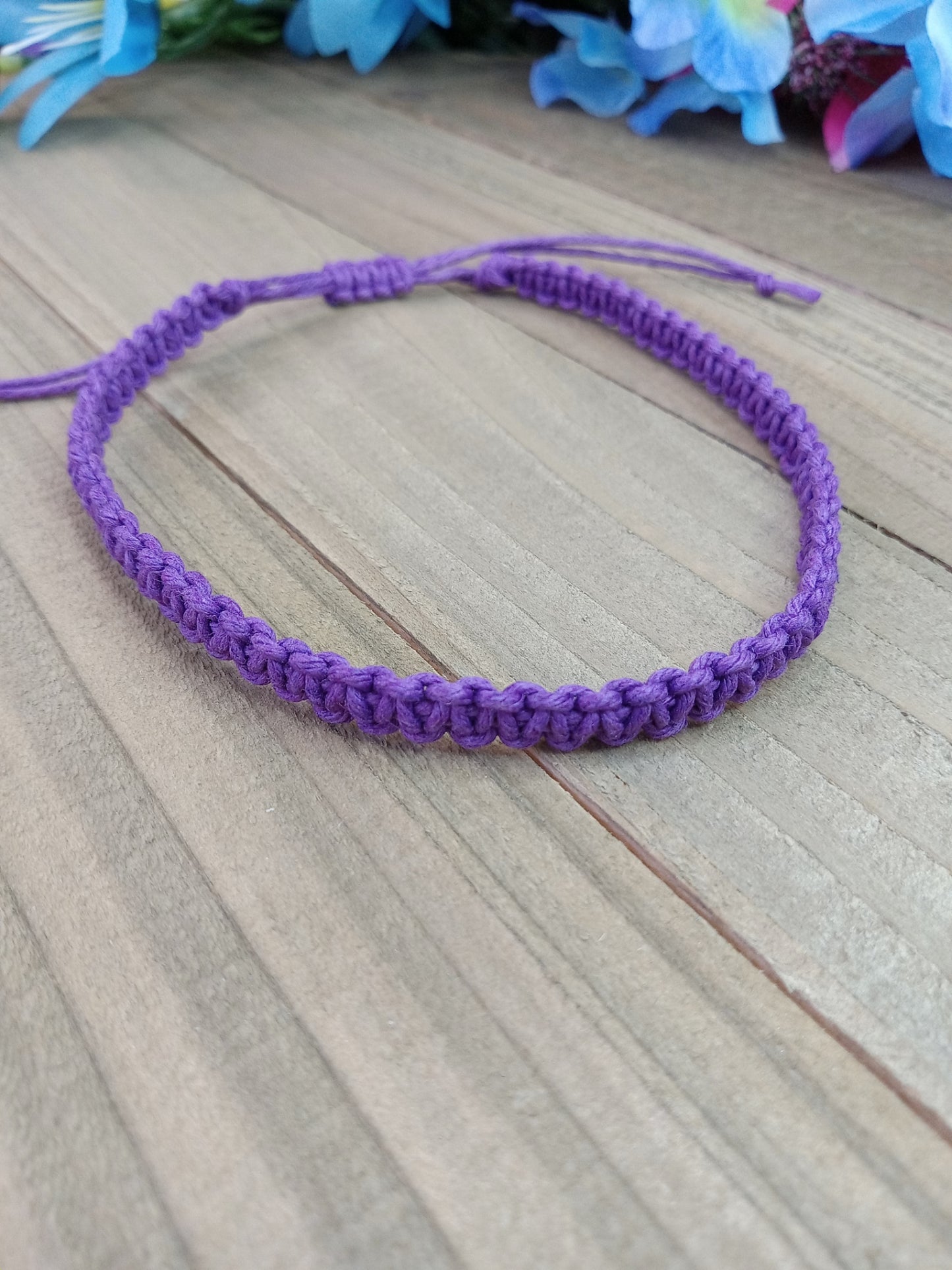 Classic Hemp Anklet - Surfer Style - Purple