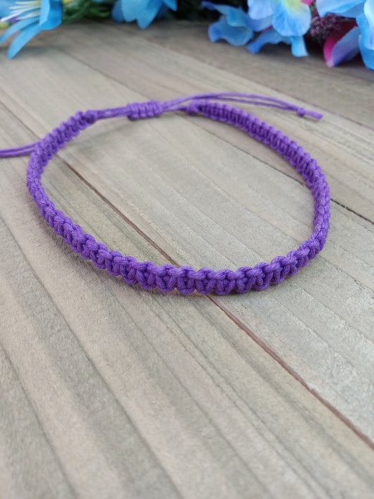 Classic Hemp Anklet - Surfer Style - Purple