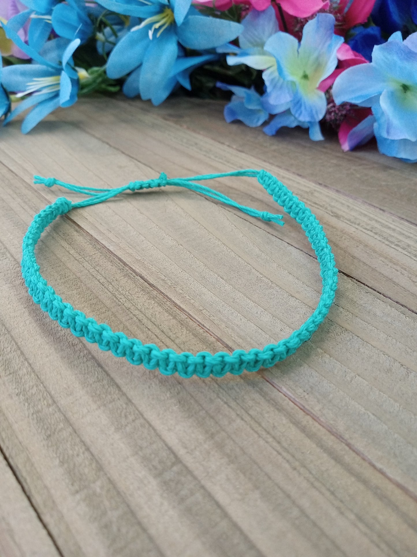 Classic Hemp Anklet - Surfer Style - Teal