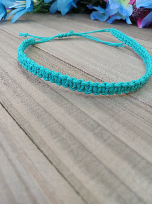 Classic Hemp Anklet - Surfer Style - Teal