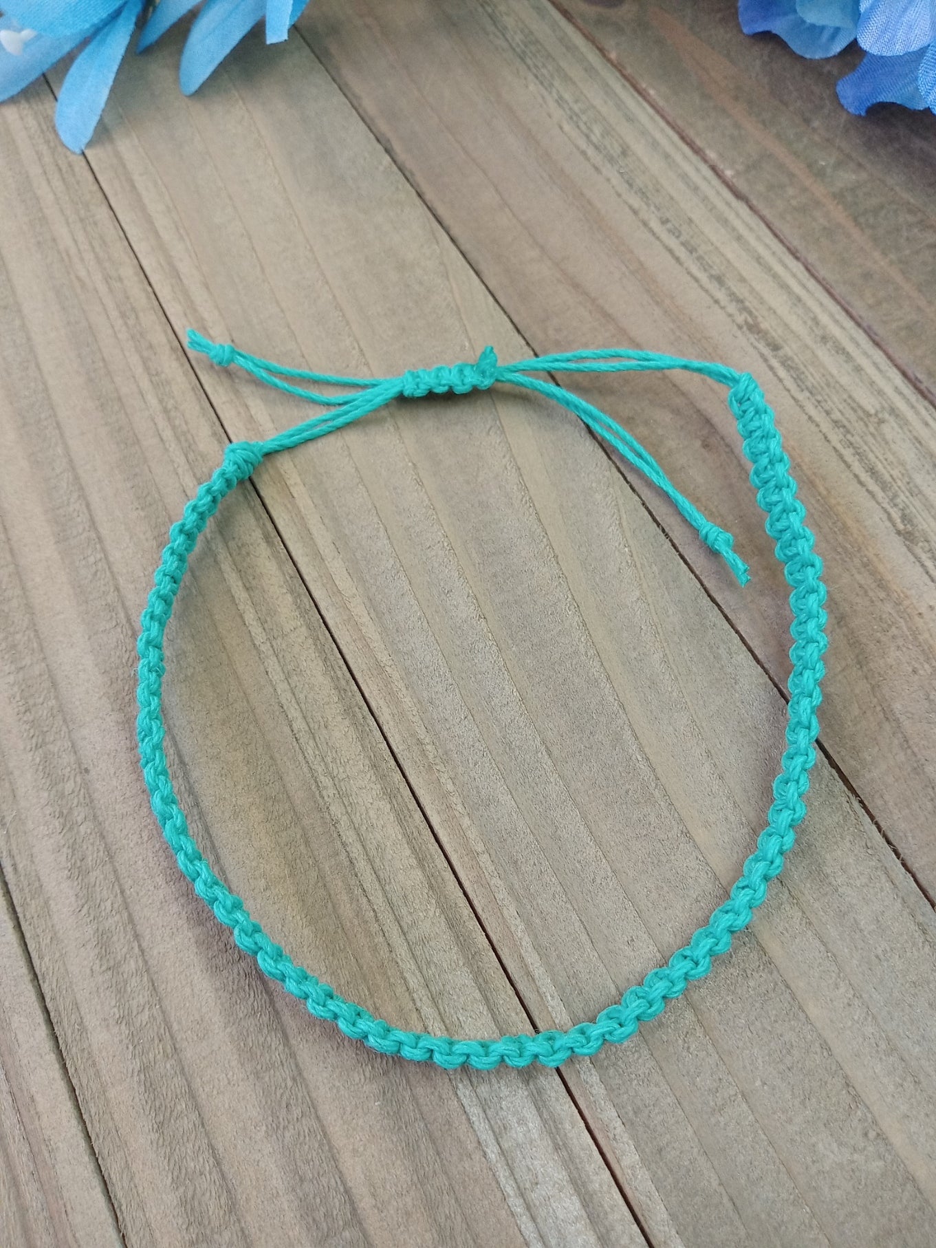 Classic Hemp Anklet - Surfer Style - Teal