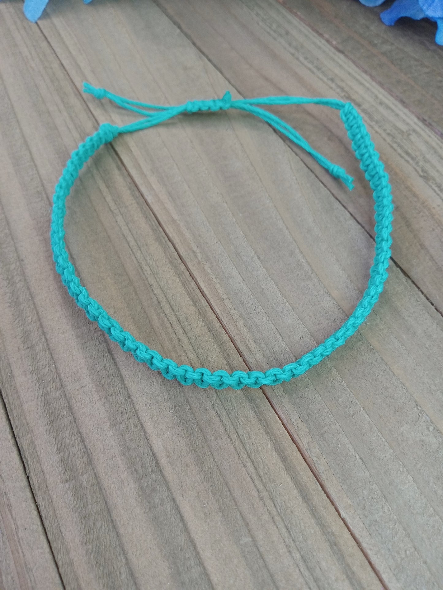 Classic Hemp Anklet - Surfer Style - Teal