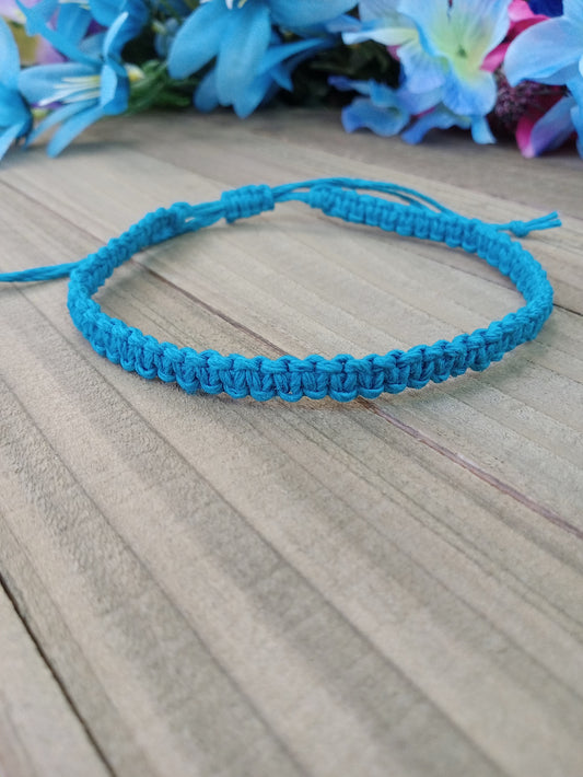 Classic Hemp Anklet - Surfer Style - Turquoise Blue