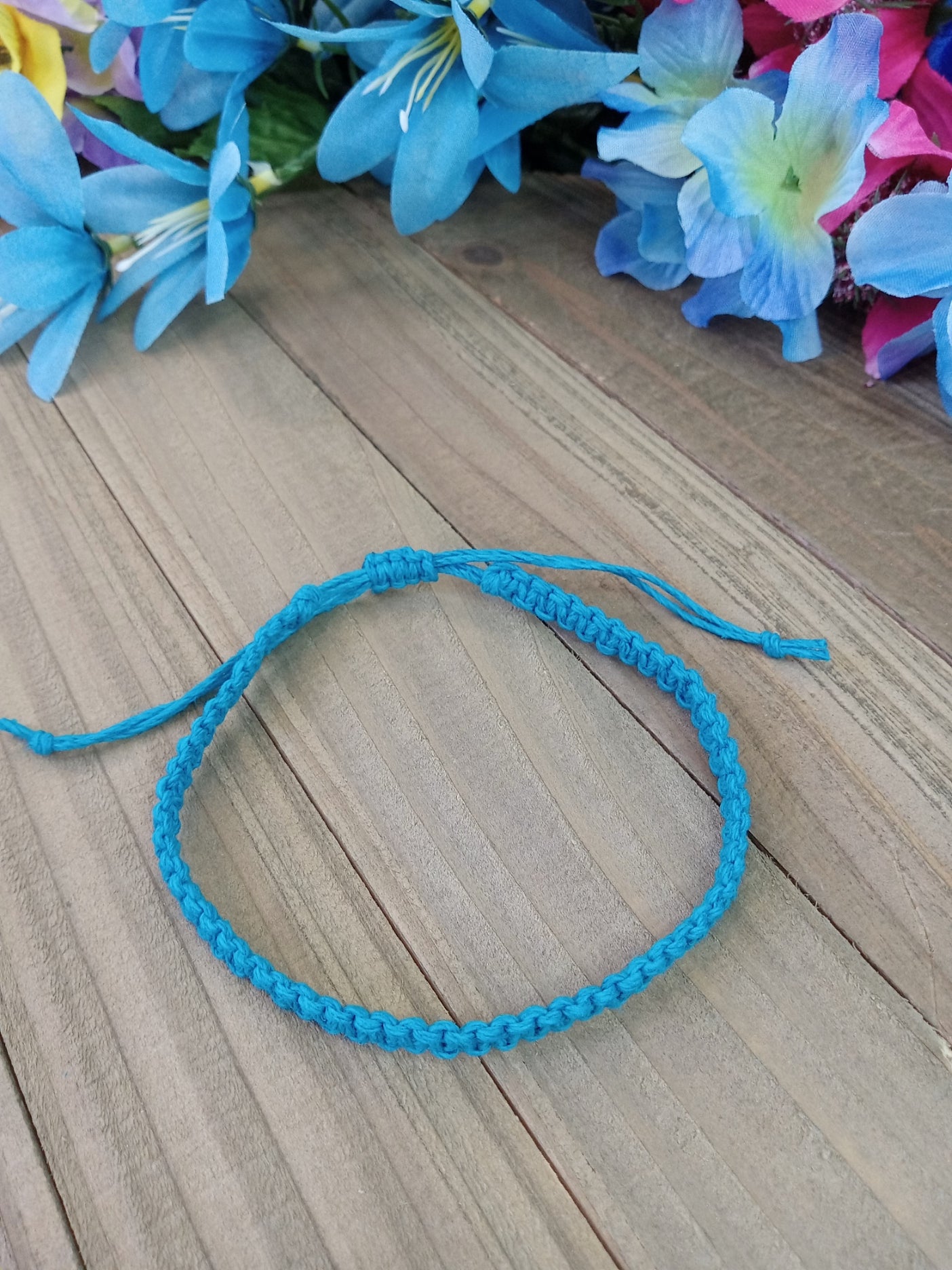 Classic Hemp Anklet - Surfer Style - Turquoise Blue