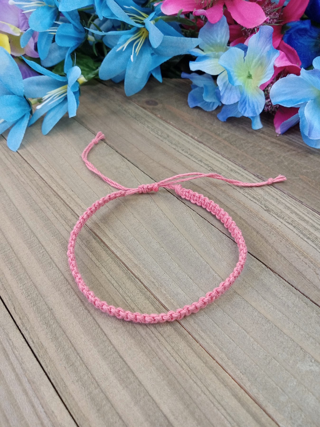 Classic Hemp Anklet - Surfer Style - Coral