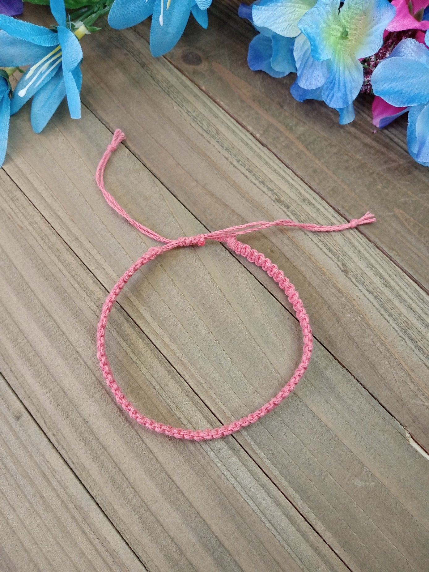 Classic Hemp Anklet - Surfer Style - Coral