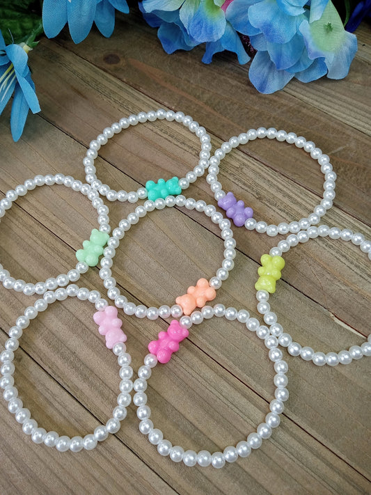 Pearl Bracelet with Candy Bears - Stacker Bracelet