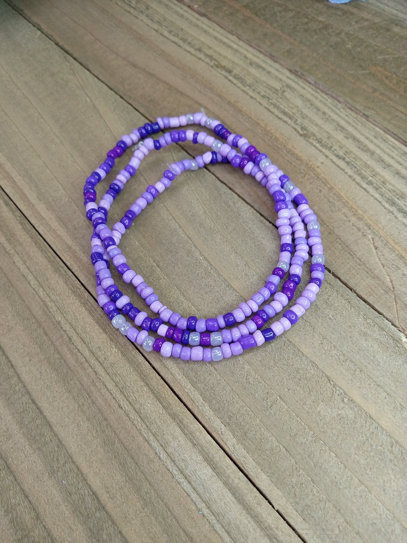 Seed Bead Bracelet Stack - Purple - Set of 3