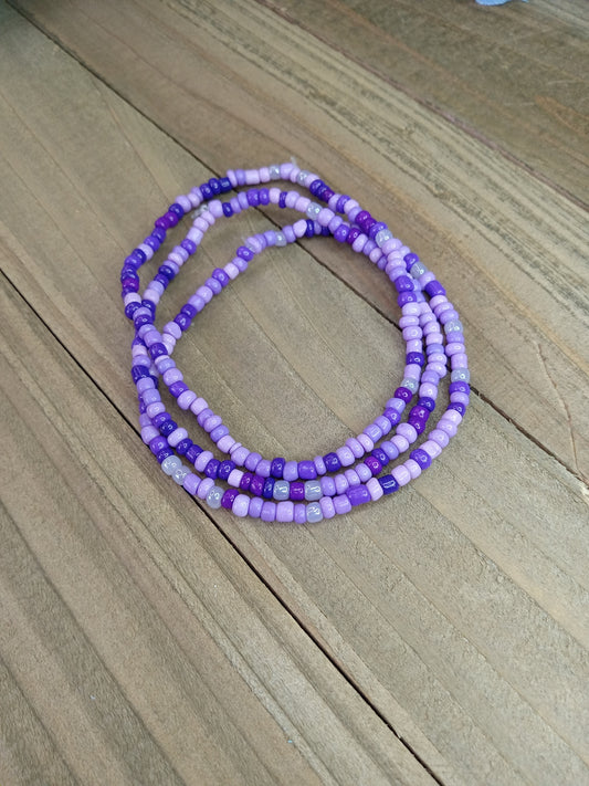 Seed Bead Bracelet Stack - Purple - Set of 3