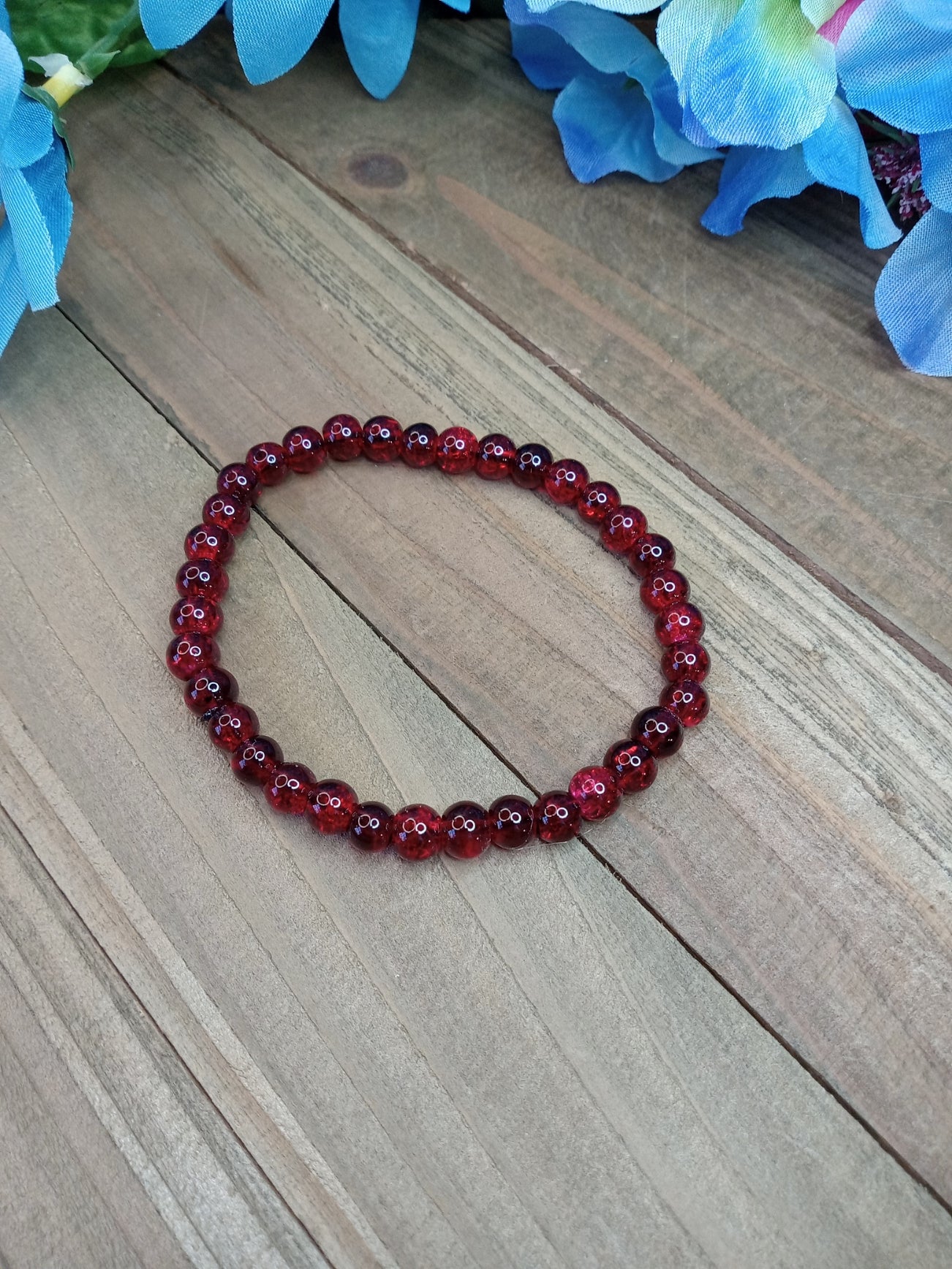 Glass Bead Bracelet - Classy Red