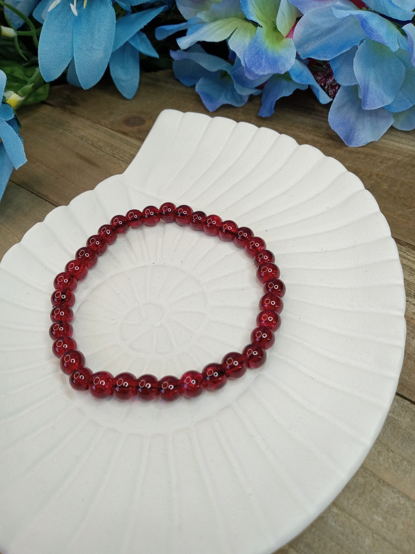 Glass Bead Bracelet - Classy Red