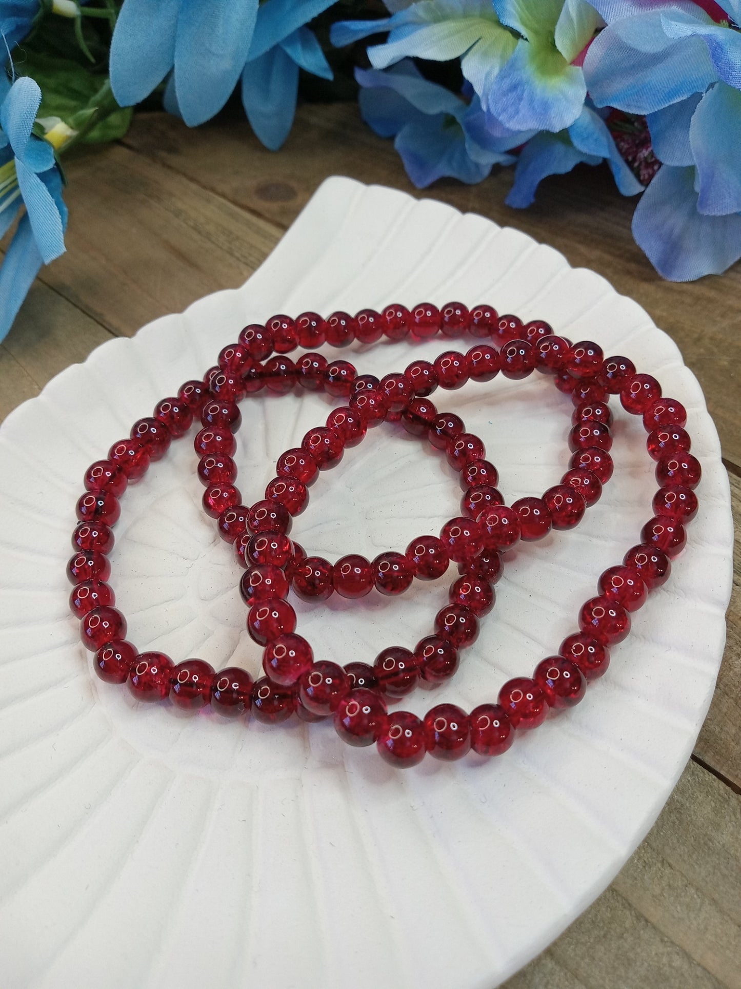 Glass Bead Bracelet - Classy Red