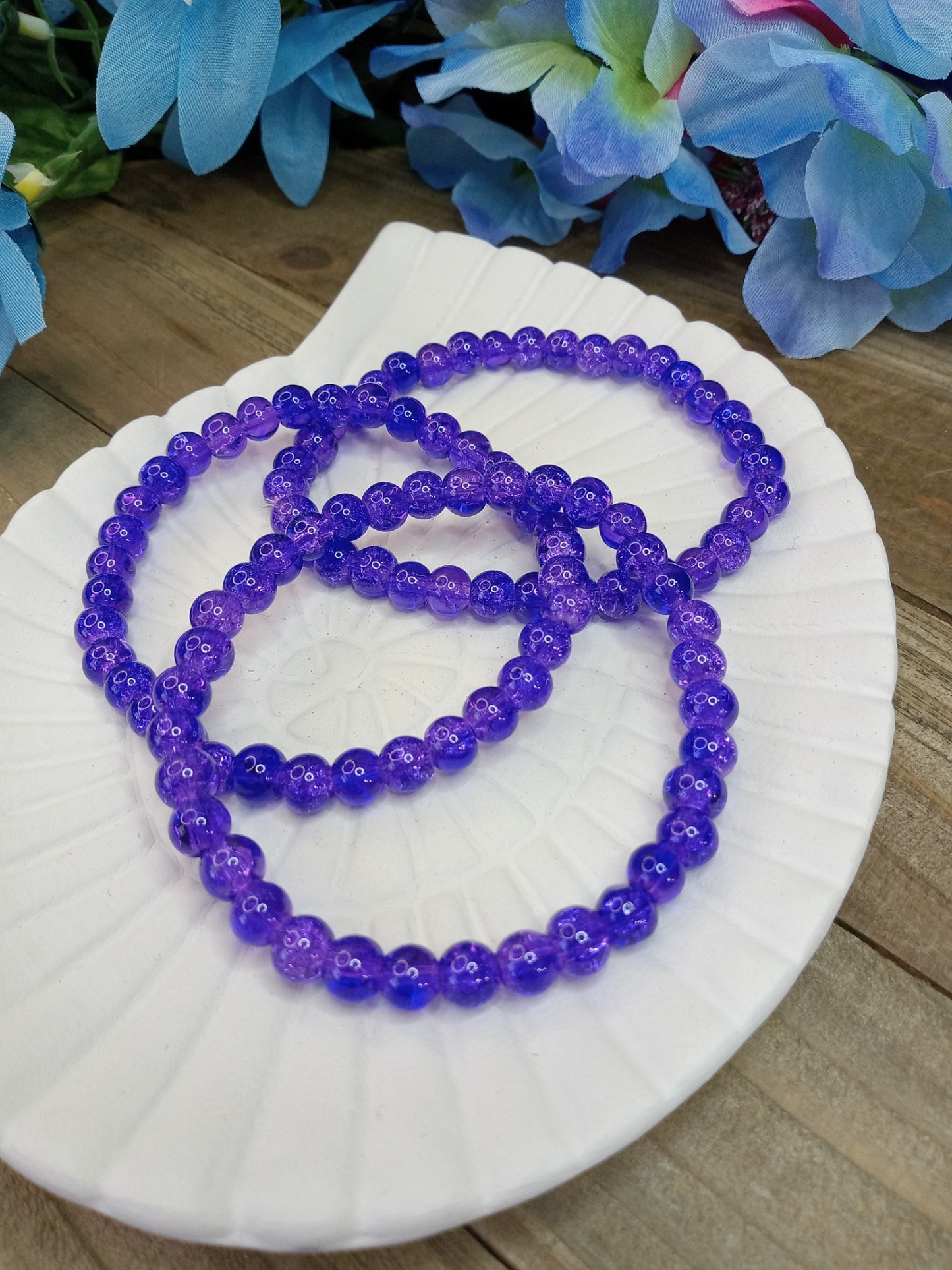 Glass Bead Bracelet - Violet Purple