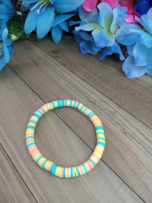 Clay Bead Bracelet - Bright Tropical Sunset