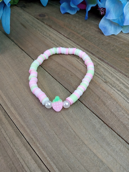 Clay Bead Bracelet - Strawberry Delight