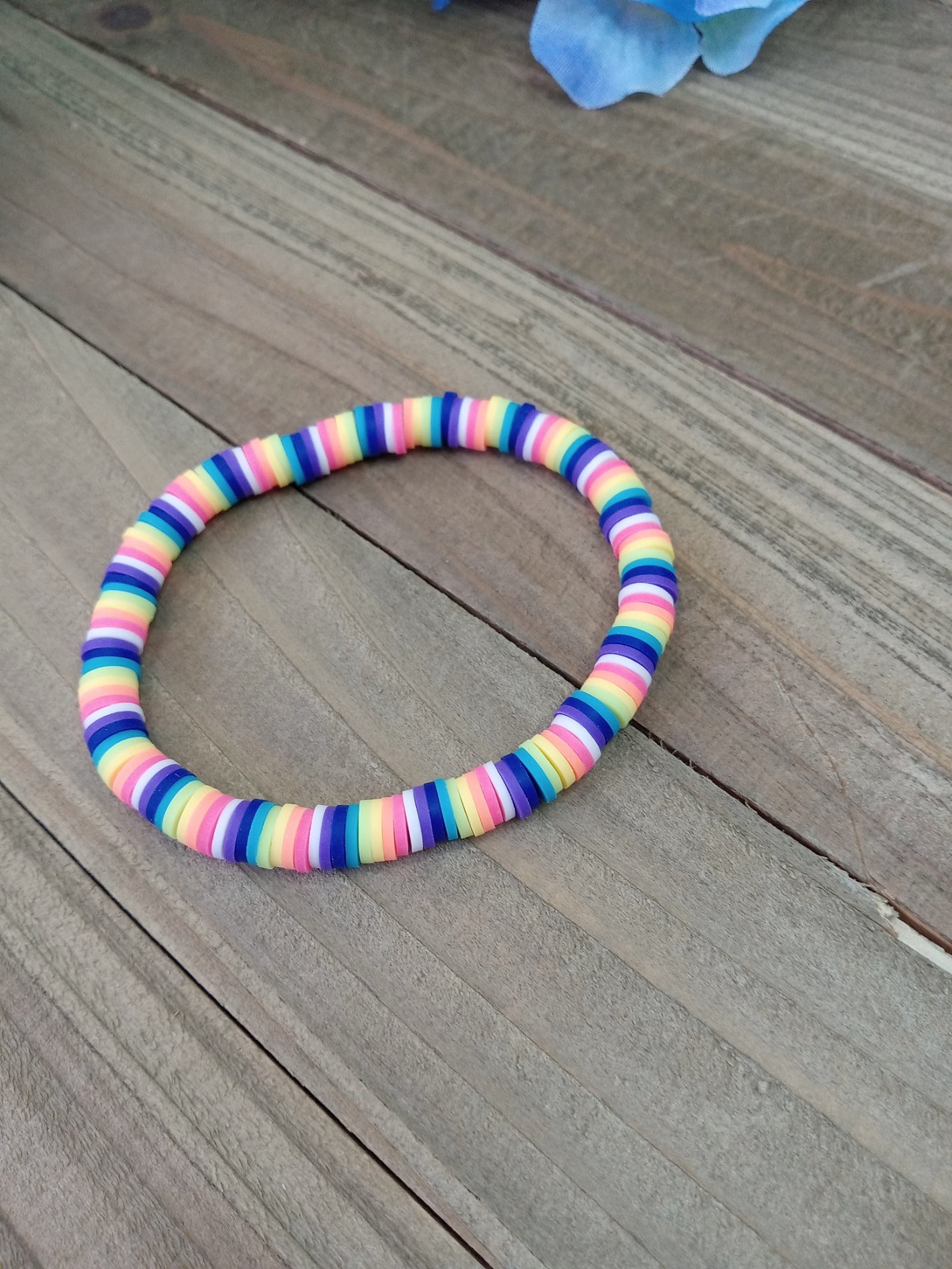 Clay Bead Bracelet - Bright Rainbow